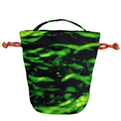 Green  Waves Abstract Series No3 Drawstring Bucket Bag by DimitriosArt