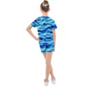 Blue Waves Abstract Series No4 Kids  Mesh Tee and Shorts Set View2