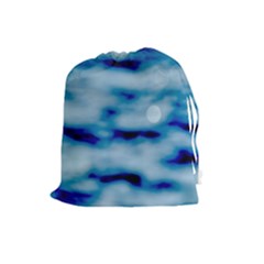 Blue Waves Abstract Series No5 Drawstring Pouch (large) by DimitriosArt