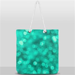 Light Reflections Abstract No9 Turquoise Full Print Rope Handle Tote (large) by DimitriosArt