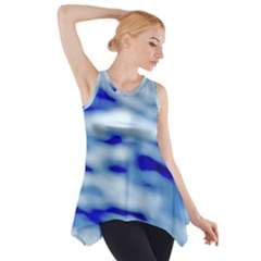 Blue Waves Abstract Series No10 Side Drop Tank Tunic by DimitriosArt