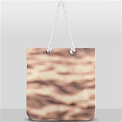Pink  Waves Abstract Series No6 Full Print Rope Handle Tote (large) by DimitriosArt