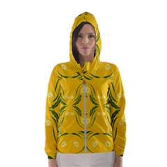 Floral Folk Damask Pattern Fantasy Flowers Floral Geometric Fantasy Women s Hooded Windbreaker by Eskimos