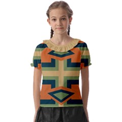 Abstract Pattern Geometric Backgrounds   Kids  Frill Chiffon Blouse by Eskimos