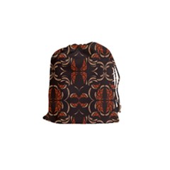Floral Folk Damask Pattern Fantasy Flowers Floral Geometric Fantasy Drawstring Pouch (small) by Eskimos