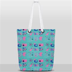 50s Diner Print Mint Green Full Print Rope Handle Tote (small) by NerdySparkleGoth