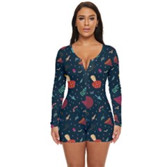 Bright Mushrooms Long Sleeve Boyleg Swimsuit by SychEva
