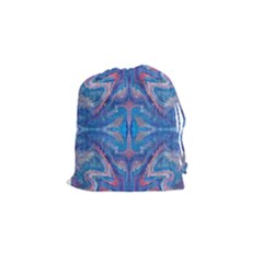 Blue Repeats Drawstring Pouch (small) by kaleidomarblingart