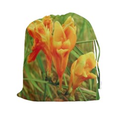 Orange On The Green Drawstring Pouch (2xl) by DimitriosArt