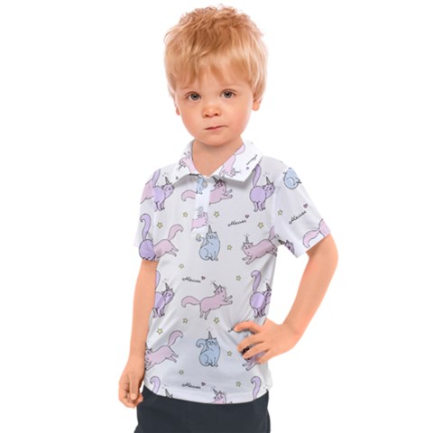 Unicorn Cats Pattern 2 Kids  Polo Tee by Littlebird