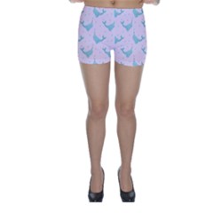 Narwales Stars  Pattern Pink Skinny Shorts by Littlebird
