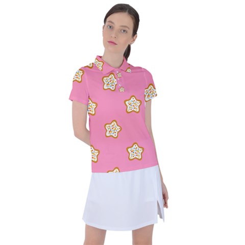 Cookies Pattern Pink Women s Polo Tee by Littlebird