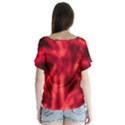 Cadmium Red Abstract Stars V-Neck Flutter Sleeve Top View2