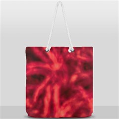 Cadmium Red Abstract Stars Full Print Rope Handle Tote (large) by DimitriosArt