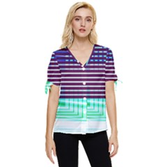 Gradient Bow Sleeve Button Up Top by Sparkle