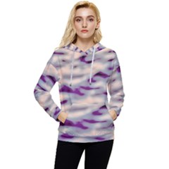 Orange  Waves Abstract Series No1 Women s Lightweight Drawstring Hoodie by DimitriosArt