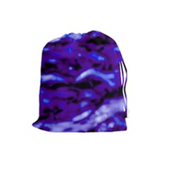 Purple  Waves Abstract Series No2 Drawstring Pouch (large) by DimitriosArt