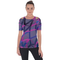 3d Lovely Geo Lines Shoulder Cut Out Short Sleeve Top by Uniqued