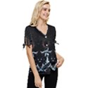 Digital Illusion Bow Sleeve Button Up Top View3