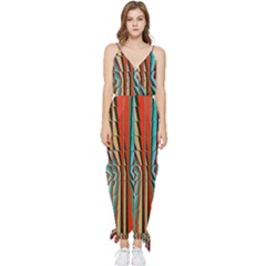 Digital Illusion Sleeveless Tie Ankle Jumpsuit by Sparkle