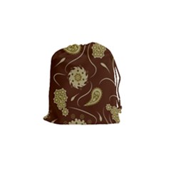 Floral Pattern Paisley Style  Drawstring Pouch (small) by Eskimos