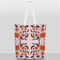 Floral Folk Damask Pattern  Full Print Rope Handle Tote (small) by Eskimos