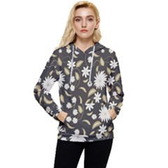 Folk Flowers Print Floral Pattern Ethnic Art Women s Lightweight Drawstring Hoodie by Eskimos
