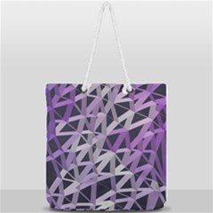 3d Lovely Geo Lines  Iv Full Print Rope Handle Tote (large) by Uniqued