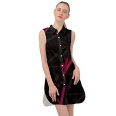 3d Lovely Geo Lines Viii Sleeveless Shirt Dress by Uniqued