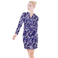 3d Lovely Geo Lines Ix Button Long Sleeve Dress by Uniqued