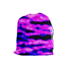 Purple  Waves Abstract Series No6 Drawstring Pouch (large) by DimitriosArt