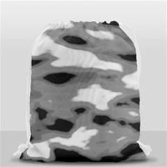 Black Waves Abstract Series No 1 Drawstring Bag (small) by DimitriosArt