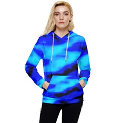 Blue Waves Abstract Series No13 Women s Lightweight Drawstring Hoodie by DimitriosArt