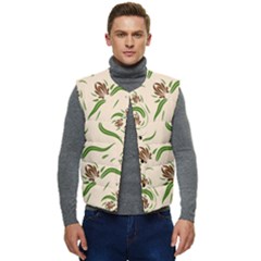Folk Flowers Print Floral Pattern Ethnic Art Men s Short Button Up Puffer Vest	 by Eskimos