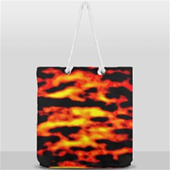 Red  Waves Abstract Series No18 Full Print Rope Handle Tote (large) by DimitriosArt