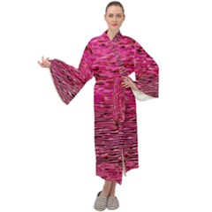 Pink  Waves Flow Series 1 Maxi Velour Kimono by DimitriosArt