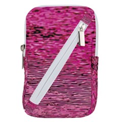 Pink  Waves Flow Series 1 Belt Pouch Bag (large) by DimitriosArt