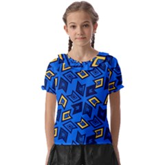 Abstract Pattern Geometric Backgrounds   Kids  Frill Chiffon Blouse by Eskimos