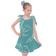 Folk Flowers Print Floral Pattern Ethnic Art Kids  Tie Up Tunic Dress by Eskimos