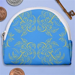 Floral Folk Damask Pattern Fantasy Flowers Floral Geometric Fantasy Horseshoe Style Canvas Pouch by Eskimos