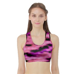 Pink  Waves Flow Series 2 Sports Bra With Border by DimitriosArt