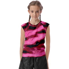 Pink  Waves Flow Series 3 Kids  Raglan Cap Sleeve Tee by DimitriosArt