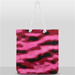 Pink  Waves Flow Series 3 Full Print Rope Handle Tote (large) by DimitriosArt