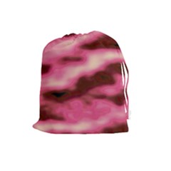 Pink  Waves Flow Series 6 Drawstring Pouch (large) by DimitriosArt