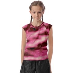 Pink  Waves Flow Series 6 Kids  Raglan Cap Sleeve Tee by DimitriosArt