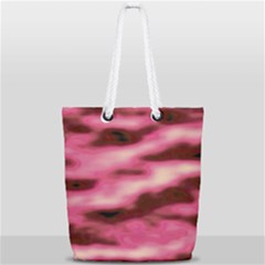 Pink  Waves Flow Series 6 Full Print Rope Handle Tote (small) by DimitriosArt
