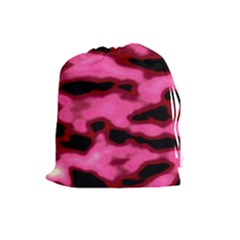 Pink  Waves Flow Series 9 Drawstring Pouch (large) by DimitriosArt