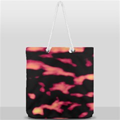 Red Waves Flow Series 5 Full Print Rope Handle Tote (large) by DimitriosArt
