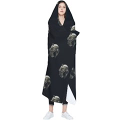 Creepy Head Sculpture With Respirator Motif Pattern Wearable Blanket by dflcprintsclothing