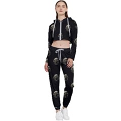 Creepy Head Sculpture With Respirator Motif Pattern Cropped Zip Up Lounge Set by dflcprintsclothing